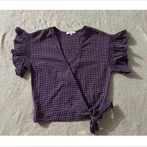 Madewell Plaid Front Wrap Blouse